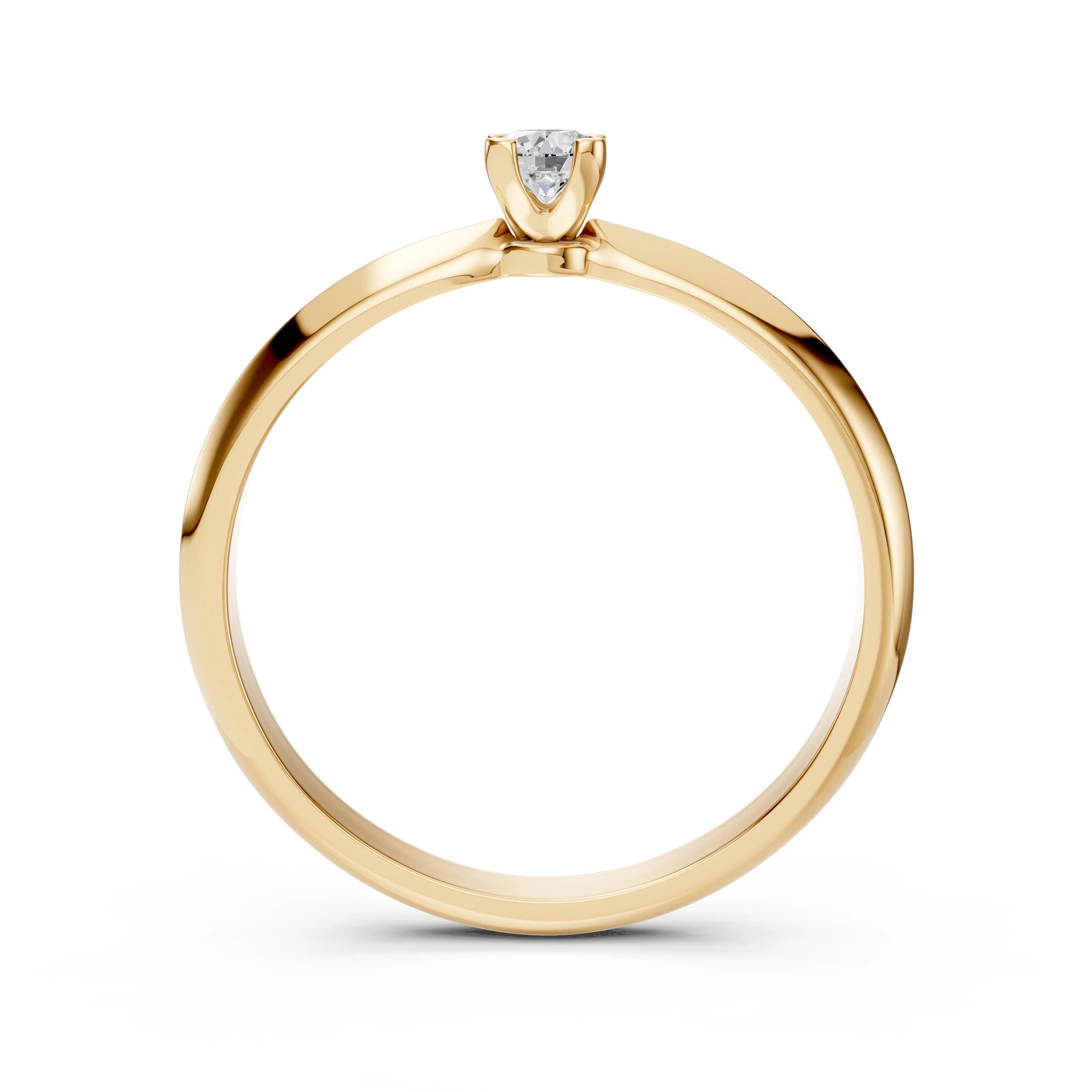 Inel de Logodnă Solitaire din Aur, Diamant Rotund Briliant 0.15 CT