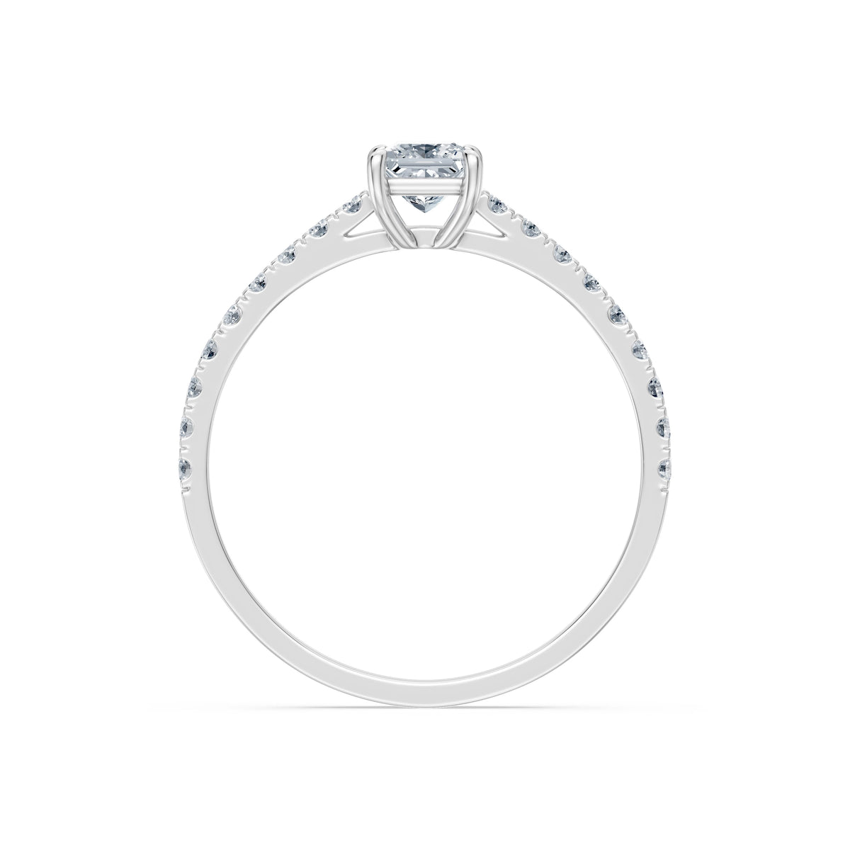 Inel de Logodnă din Aur cu Diamant Central Princess și Diamante Laterale 0,53 CT
