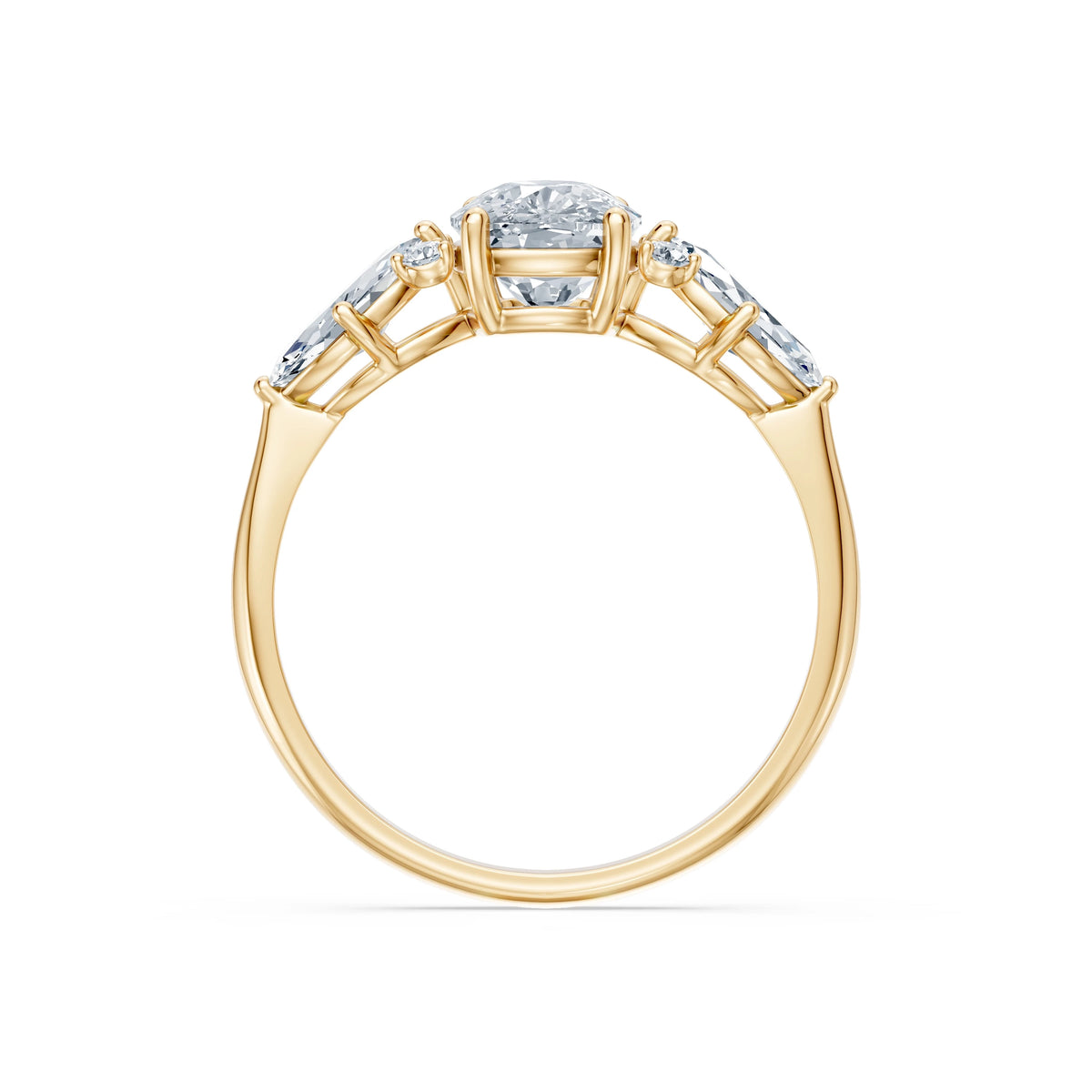 Inel de Logodnă din Aur cu Diamant Central Cushion și Diamante Laterale 2,17 CT