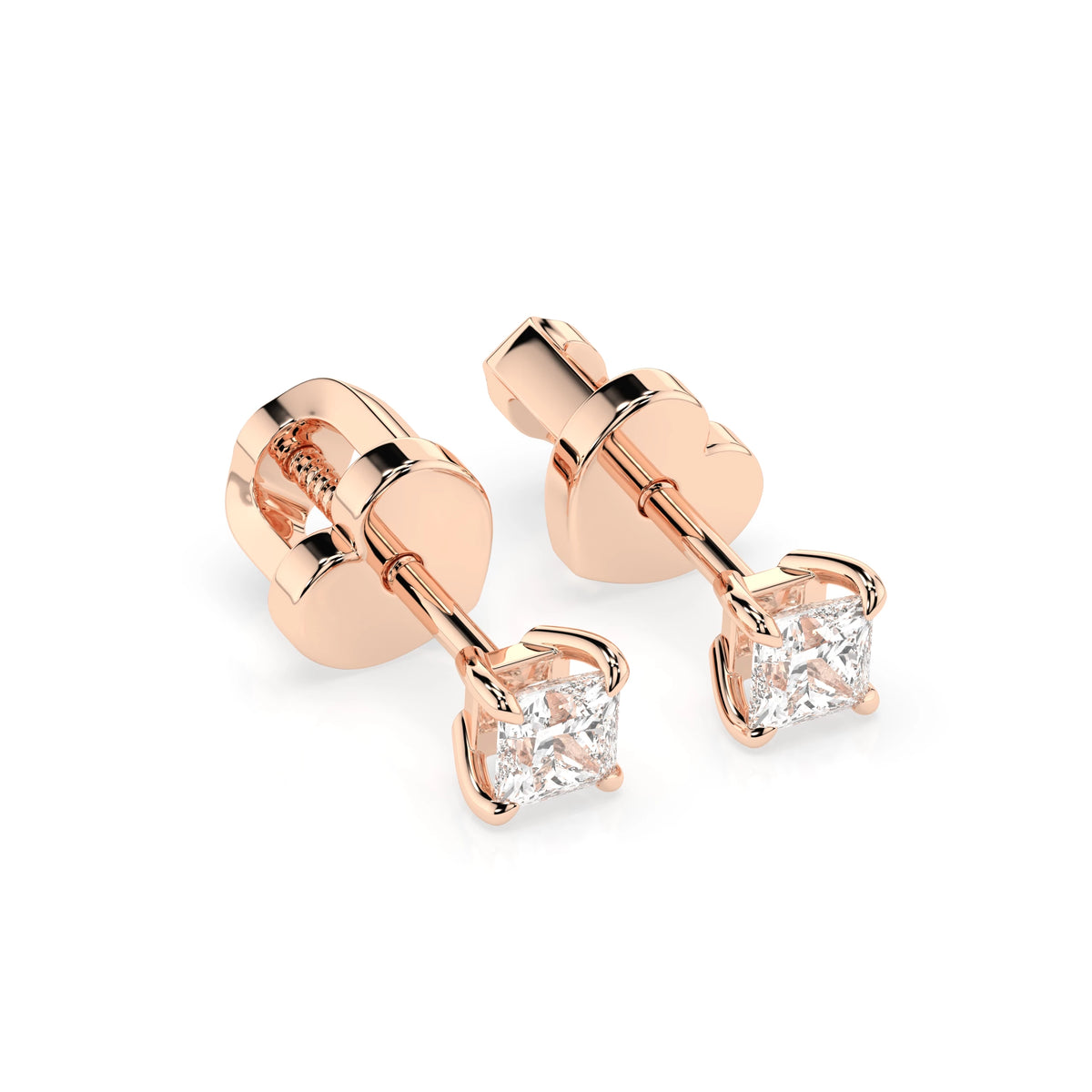 Cercei din Aur cu Diamante, Forma Princess, 0,34 CT