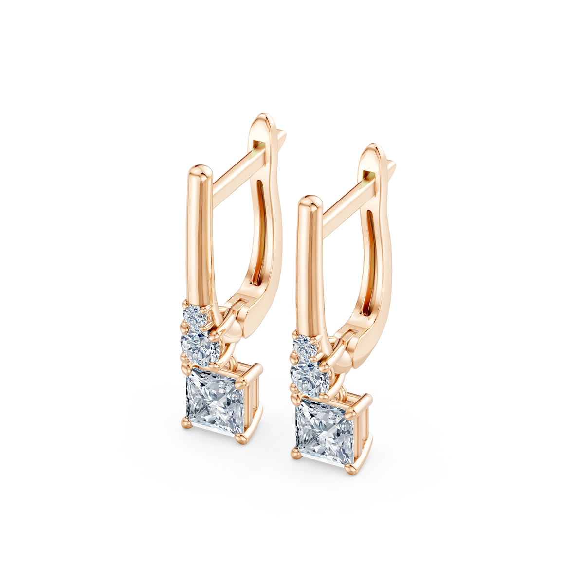 Cercei din Aur cu Diamante, Forma Princess, 1,01 CT