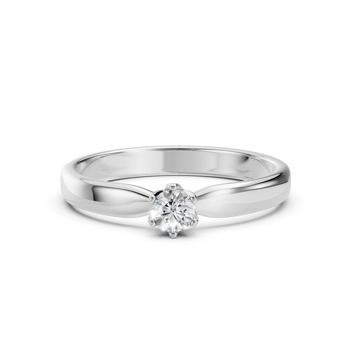 Inel de Logodnă Solitaire din Aur, Diamant Rotund Briliant 0,15 CT