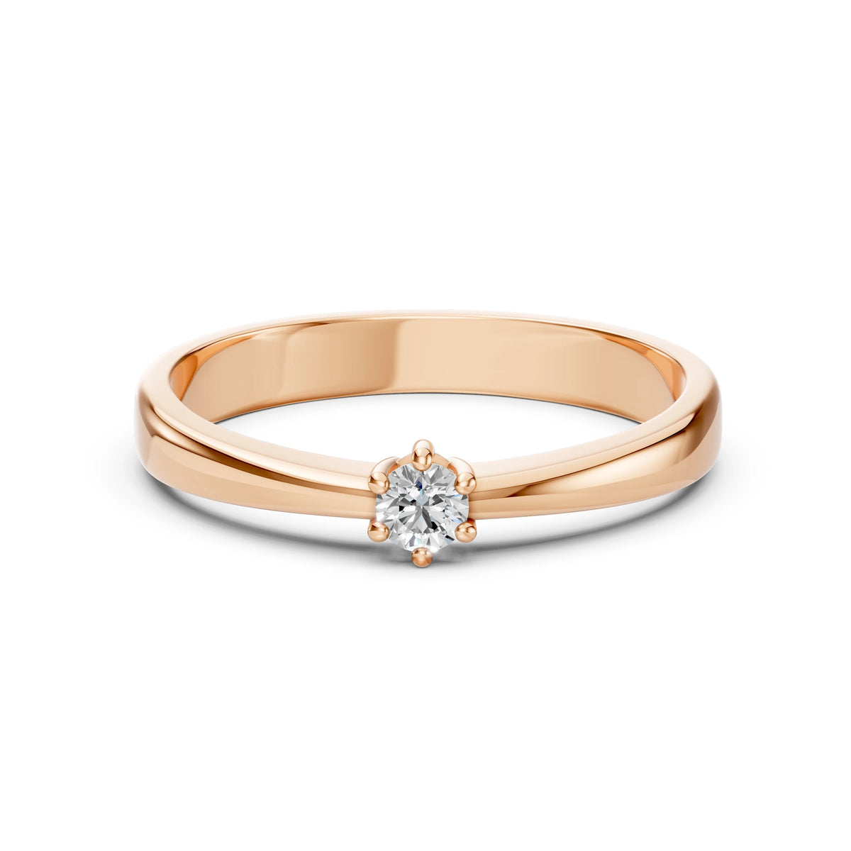 Inel de Logodnă Solitaire din Aur, Diamant Rotund Briliant 0,10 CT
