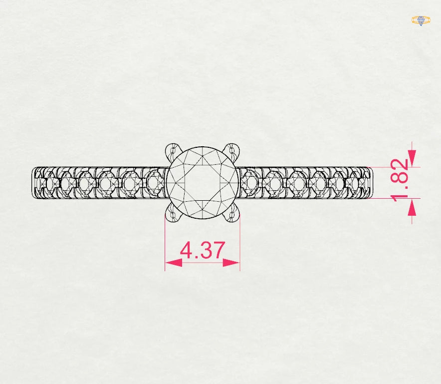 Inel de Logodnă din Aur cu Diamant Central și Diamante Laterale Rotunde 0.51 CT