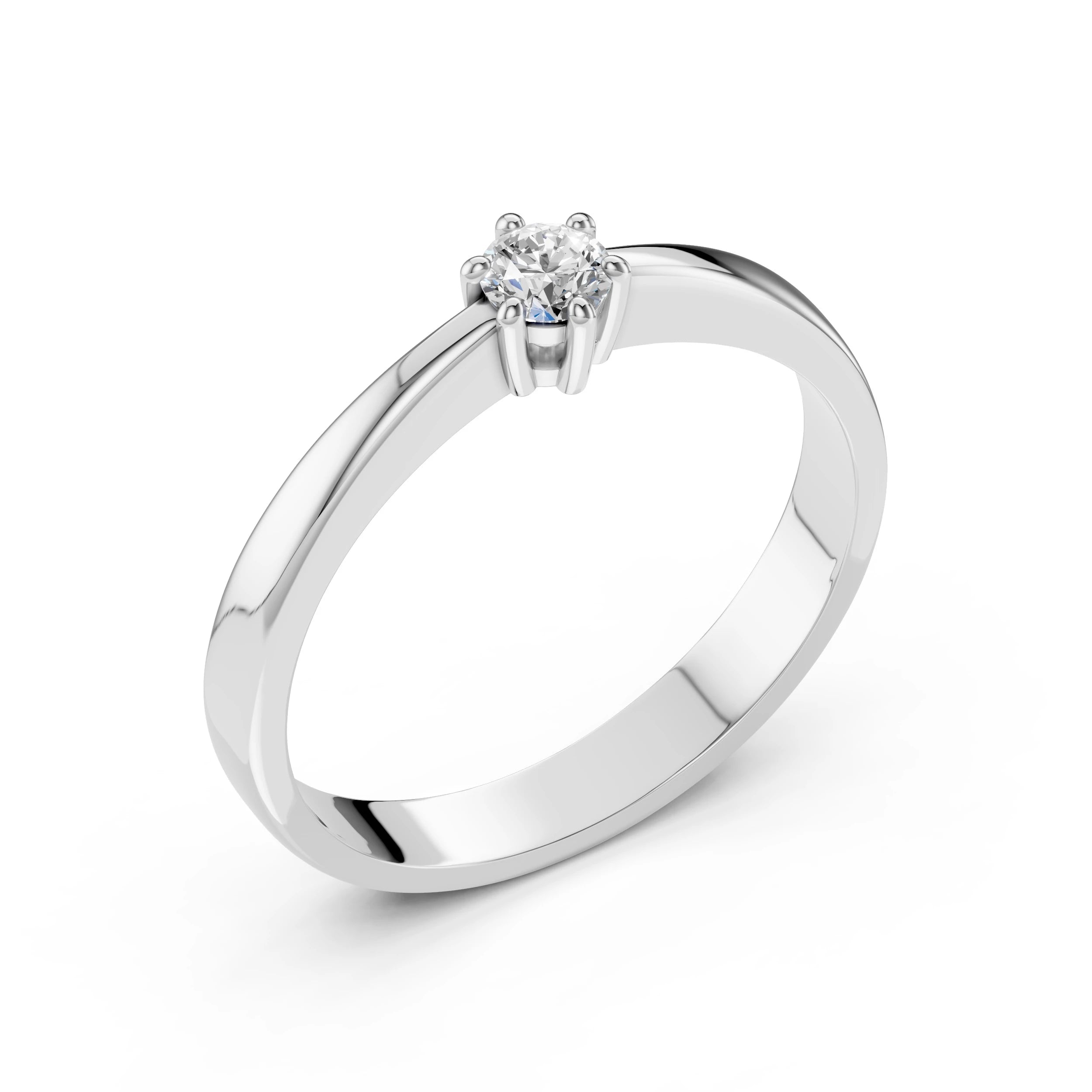 Inel de Logodnă Solitaire din Aur, Diamant Rotund Briliant 0.15 CT