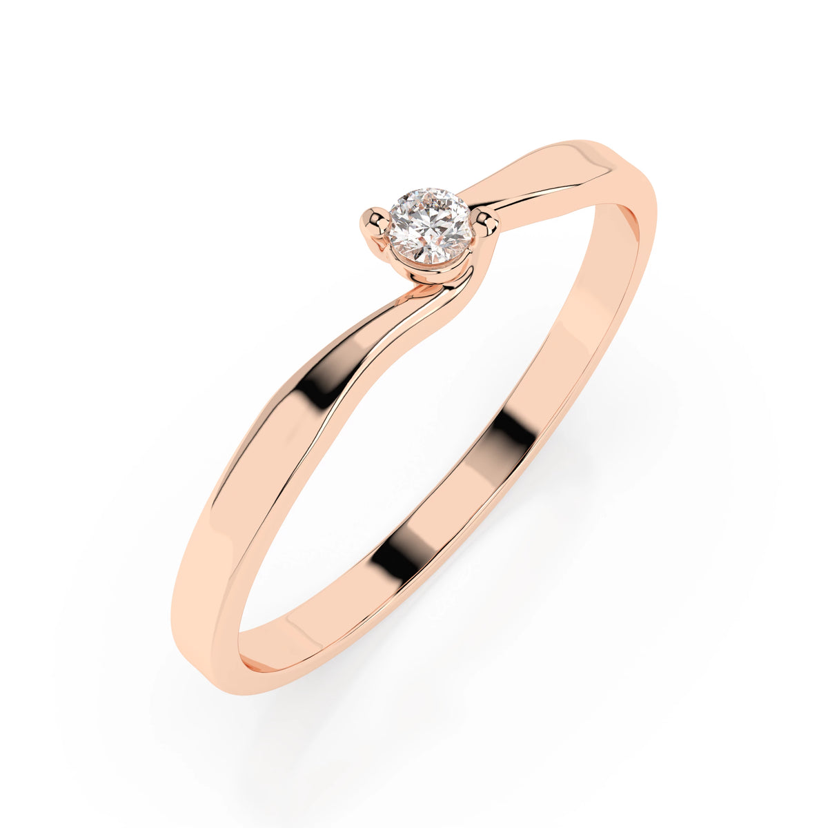 Inel de Logodnă Solitaire din Aur, Diamant Rotund Briliant 0,04 CT