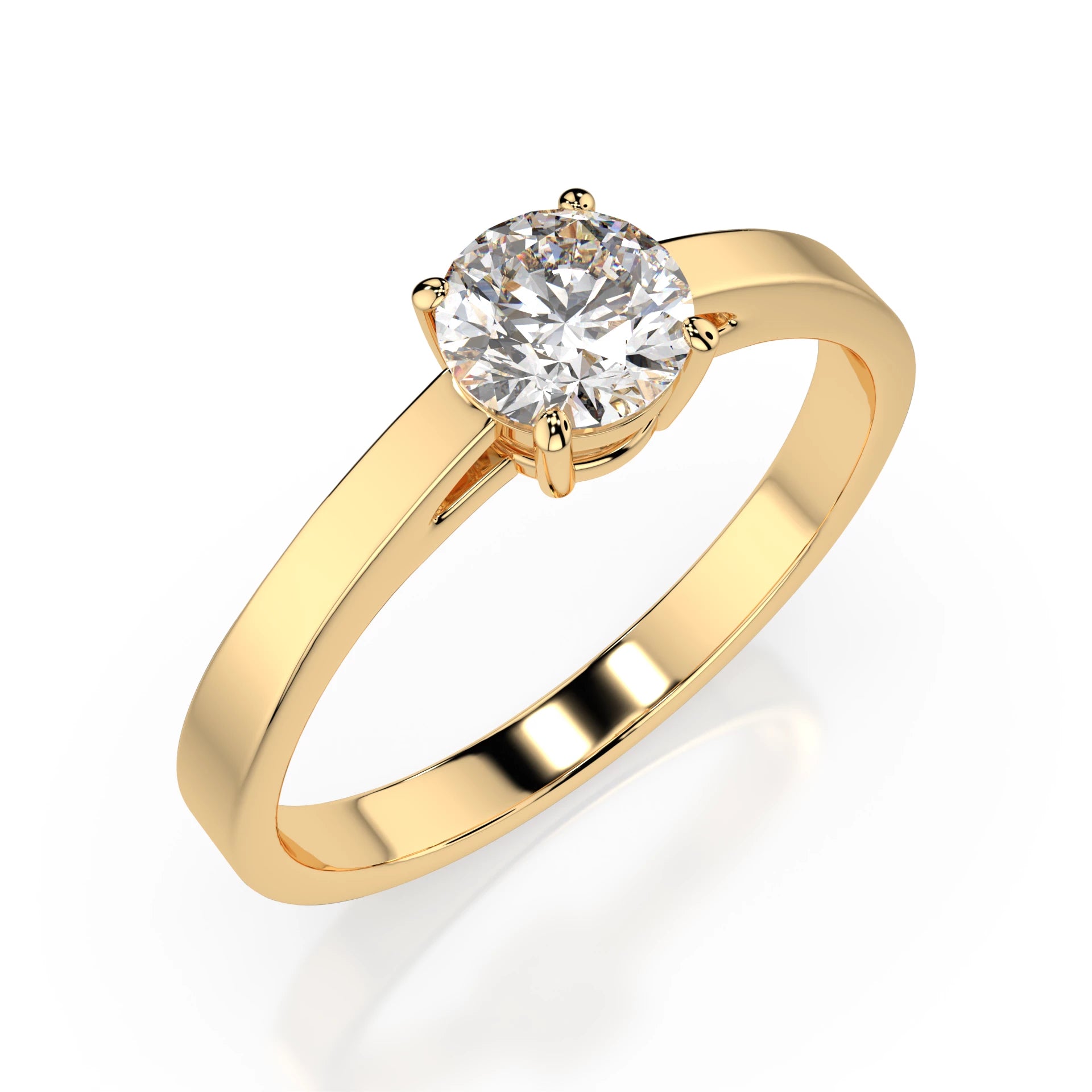 Inel de Logodnă Solitaire din Aur, Diamant Rotund Briliant 0.50 CT