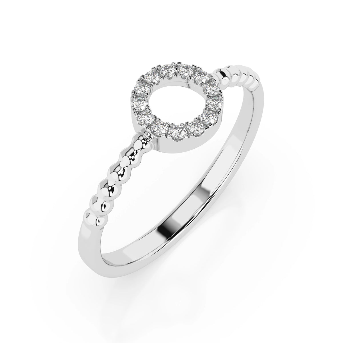 Inel din Aur cu Diamante, Forma Rotund Briliant, 0,08 CT