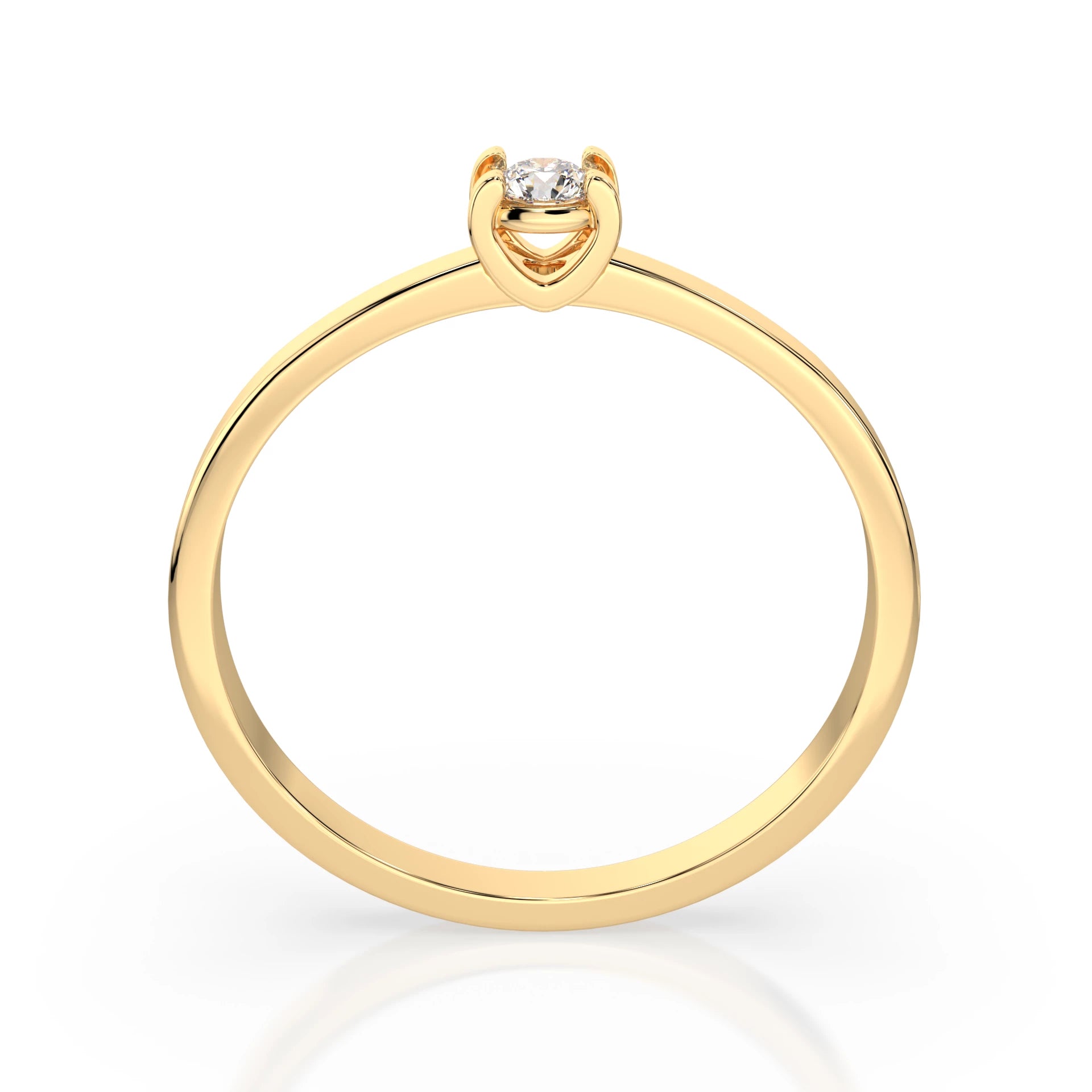 Inel de Logodnă Solitaire din Aur, Diamant Rotund Briliant 0.10 CT