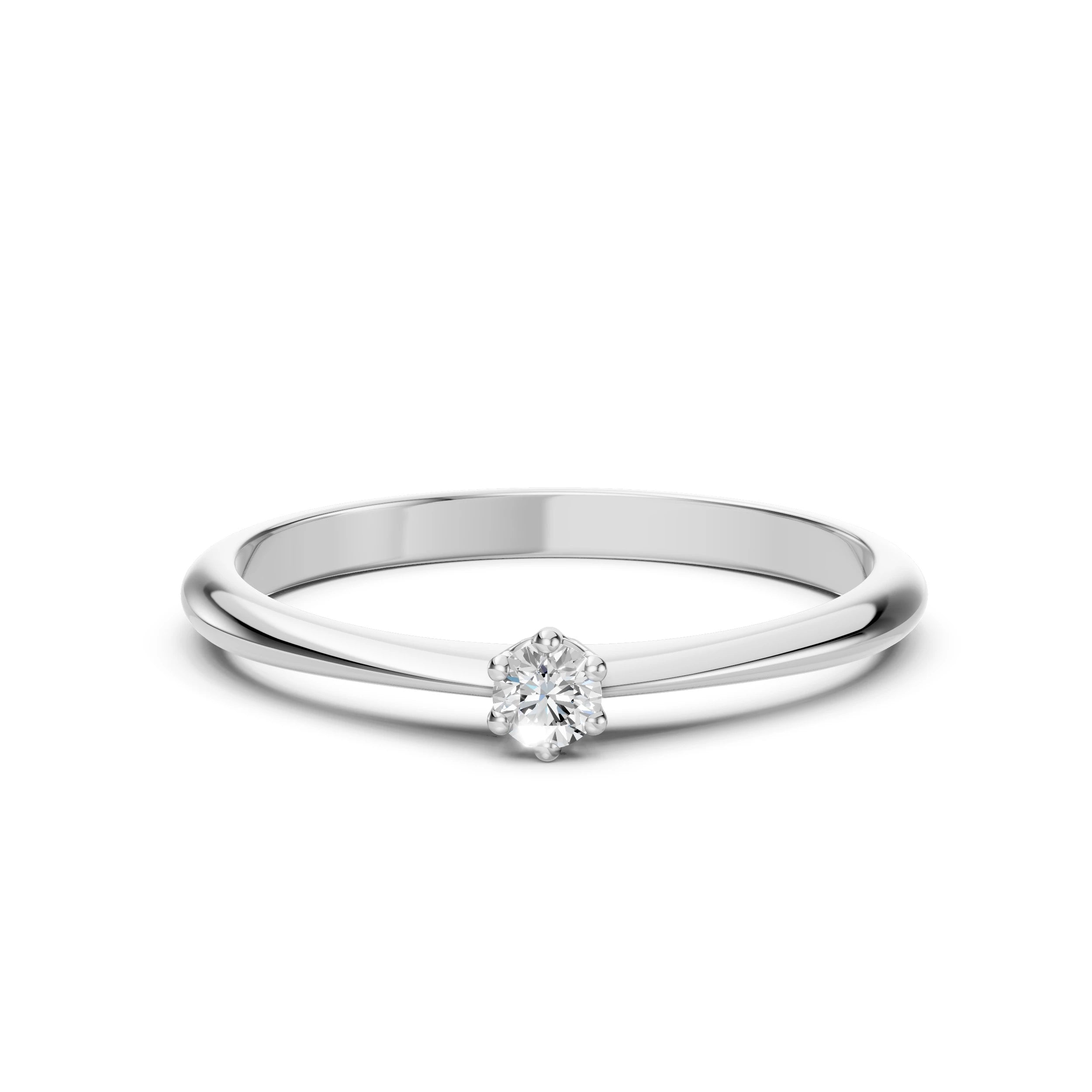 Inel de Logodnă Solitaire din Aur, Diamant Rotund Briliant 0.10 CT