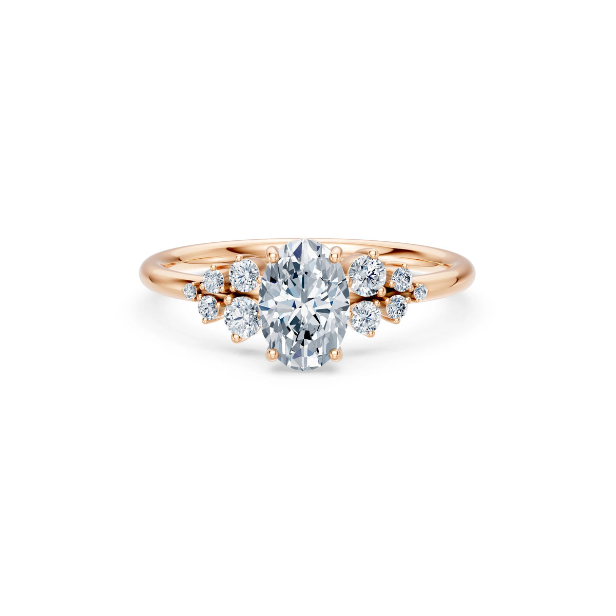 Inel de Logodnă din Aur cu Diamant Central Oval și Diamante Laterale 1,25 CT