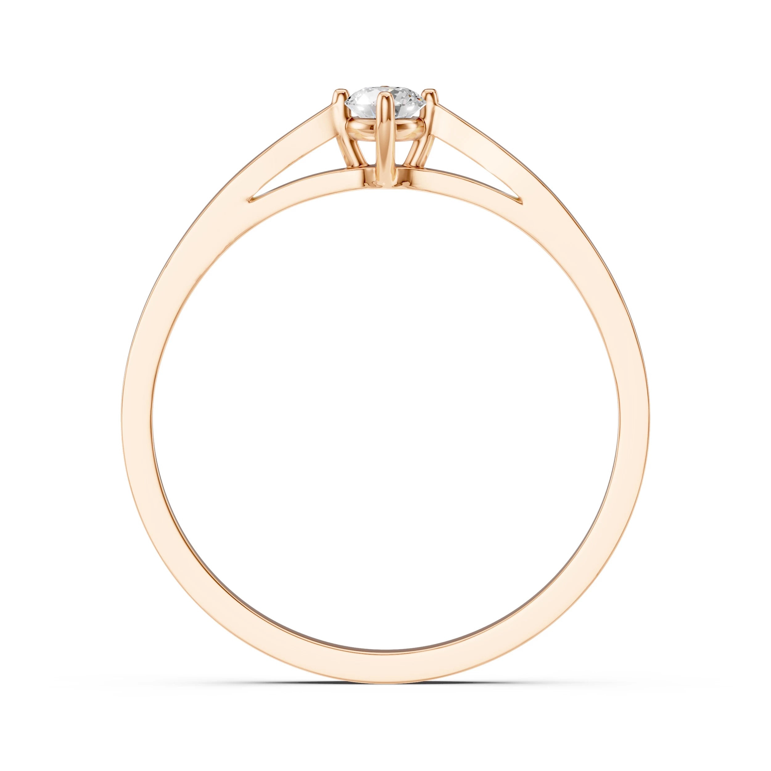 Inel de Logodnă Solitaire din Aur, Diamant Rotund Briliant 0.10 CT