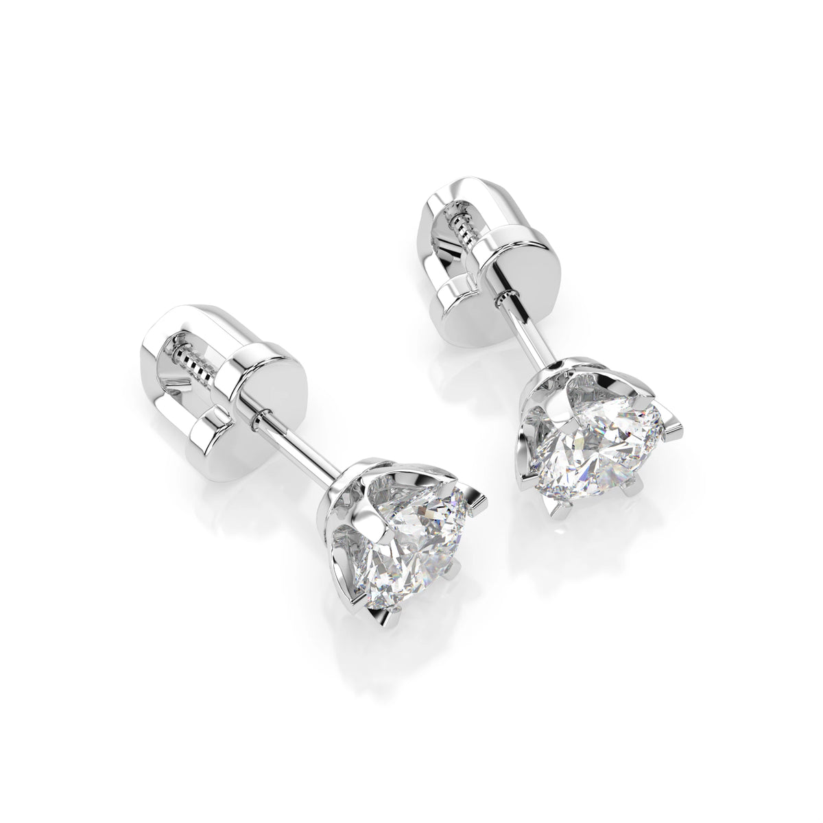 Cercei din Aur cu Diamante, Forma Rotund Briliant, 1,00 CT