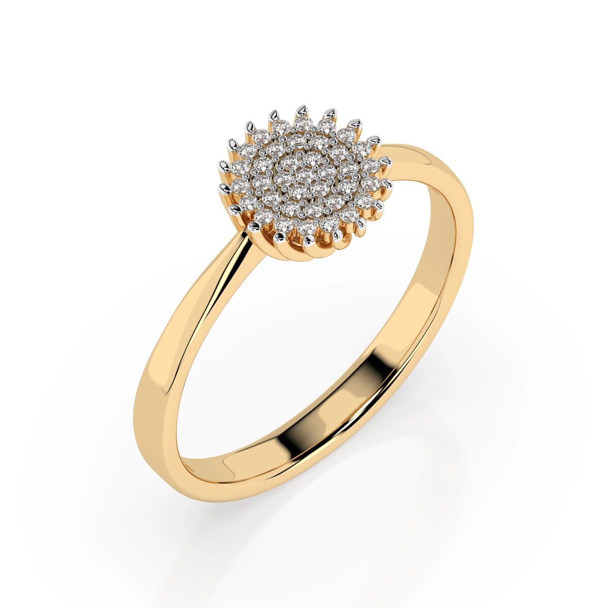 Inel din Aur cu Diamante, Forma Rotund Briliant, 0,15 CT