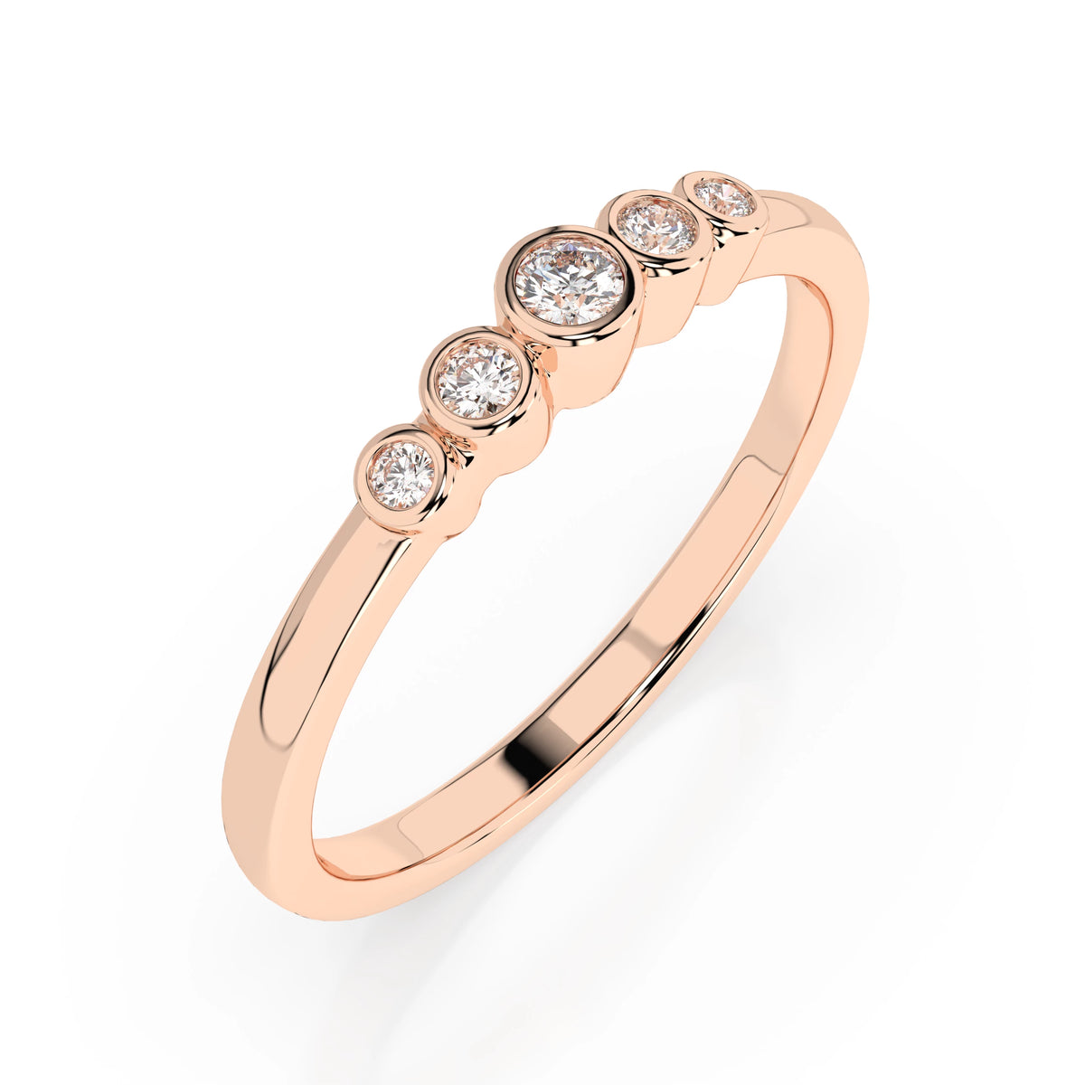 Inel din Aur cu Diamante, Forma Rotund Briliant, 0,08 CT