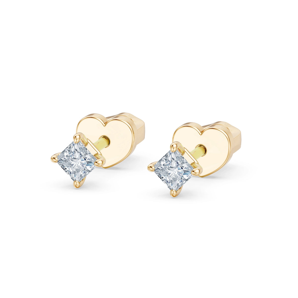 Cercei din Aur cu Diamante, Forma Princess, 0,34 CT