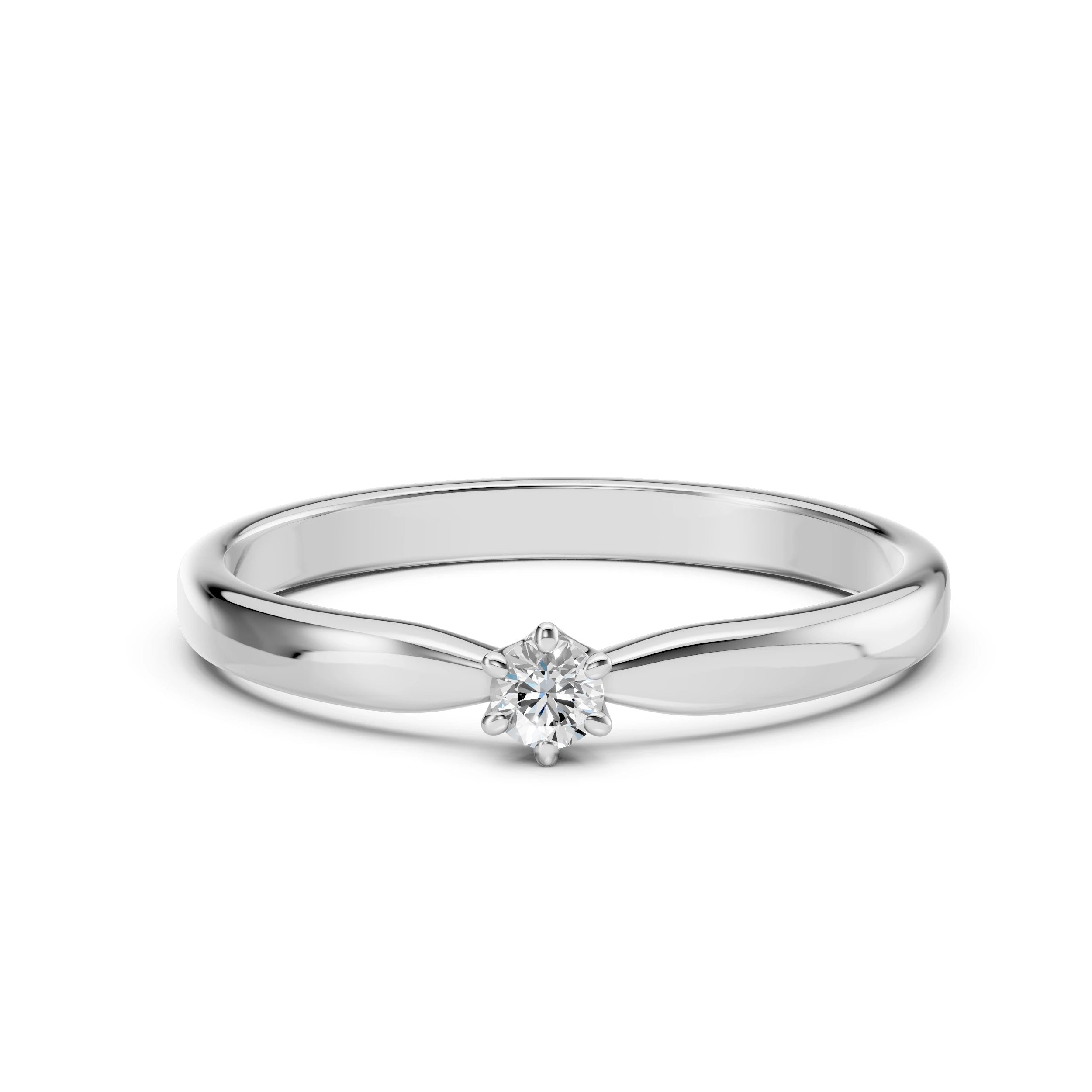 Inel de Logodnă Solitaire din Aur, Diamant Rotund Briliant 0.10 CT