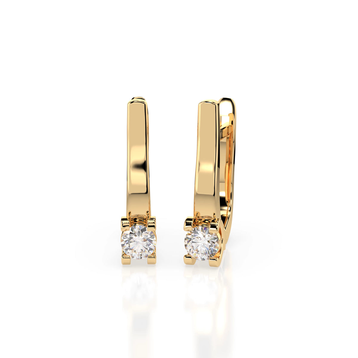 Cercei din Aur cu Diamante, Forma Rotund Briliant, 0,20 CT