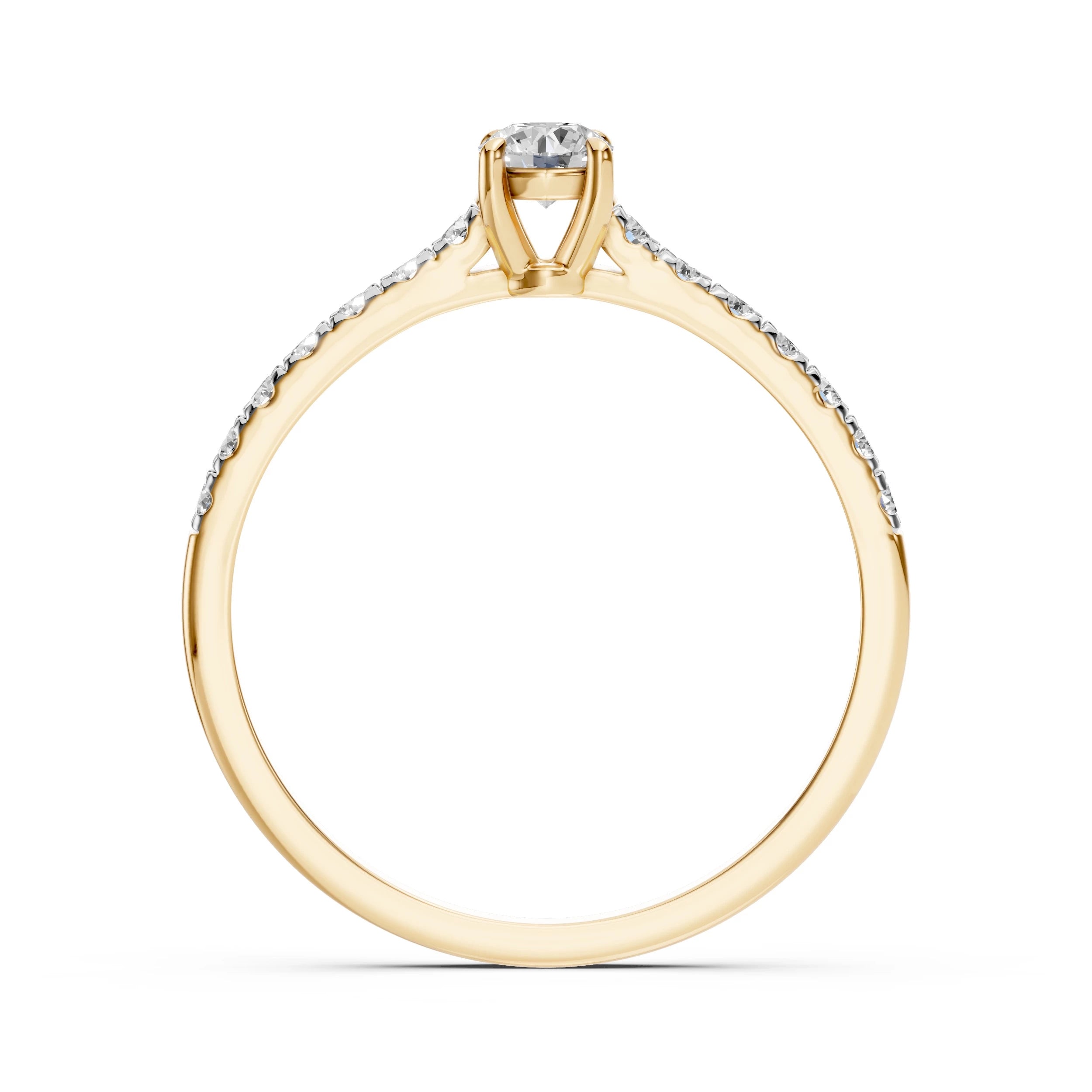 Inel de Logodnă din Aur cu Diamant Central și Diamante Laterale Rotunde 0.51 CT