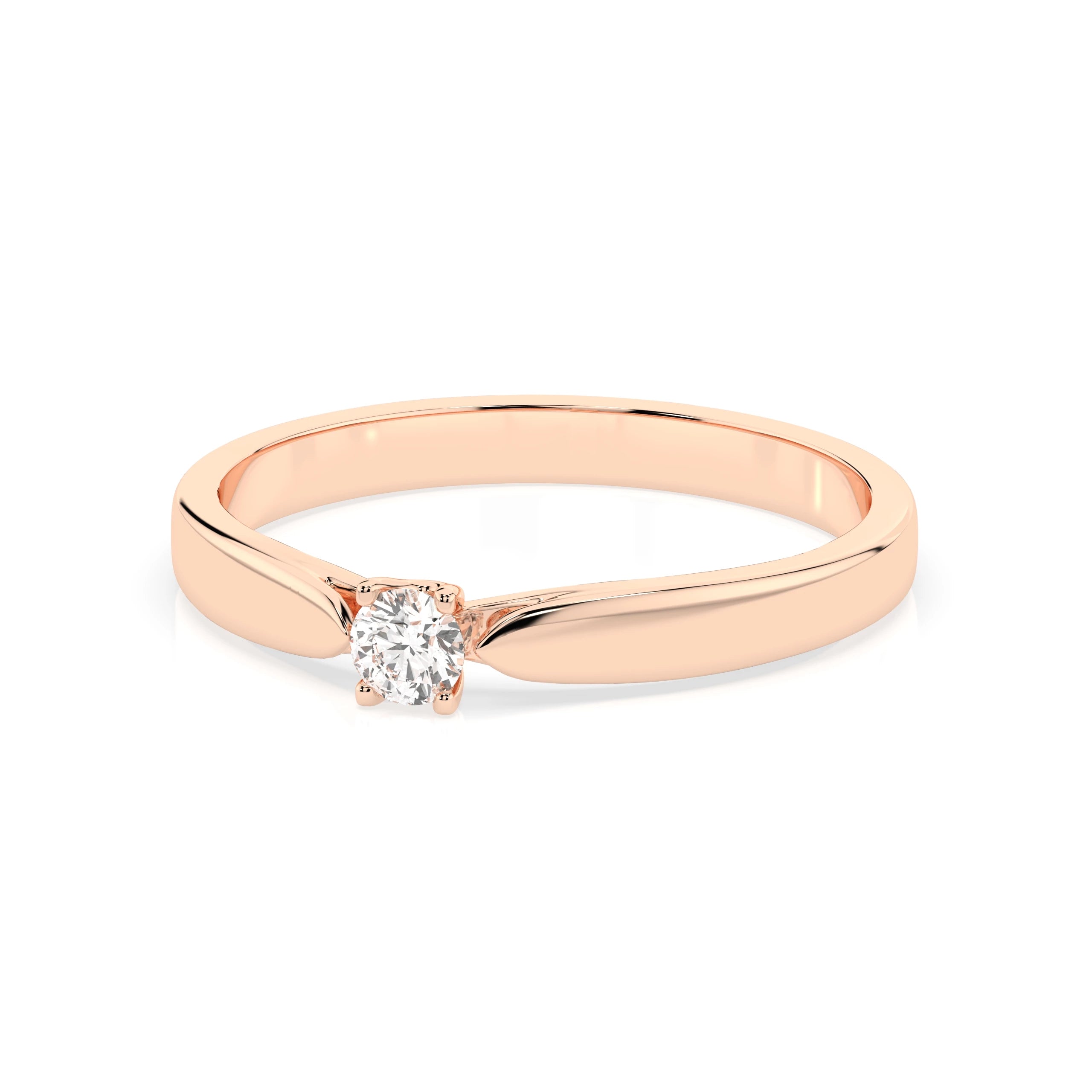 Inel de Logodnă Solitaire din Aur, Diamant Rotund Briliant 0.08 CT