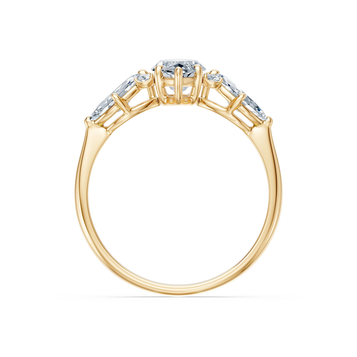 Inel de Logodnă din Aur cu Diamant Central Marquise și Diamante Laterale 1,67 CT
