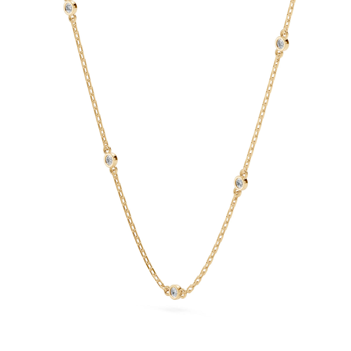 Colier din Aur cu Diamante, Forma Rotund Briliant, 0,07 CT