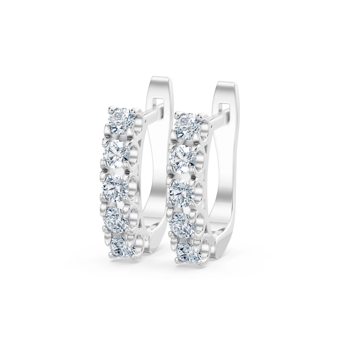Cercei din Aur cu Diamante, Forma Rotund Briliant, 0,60 CT