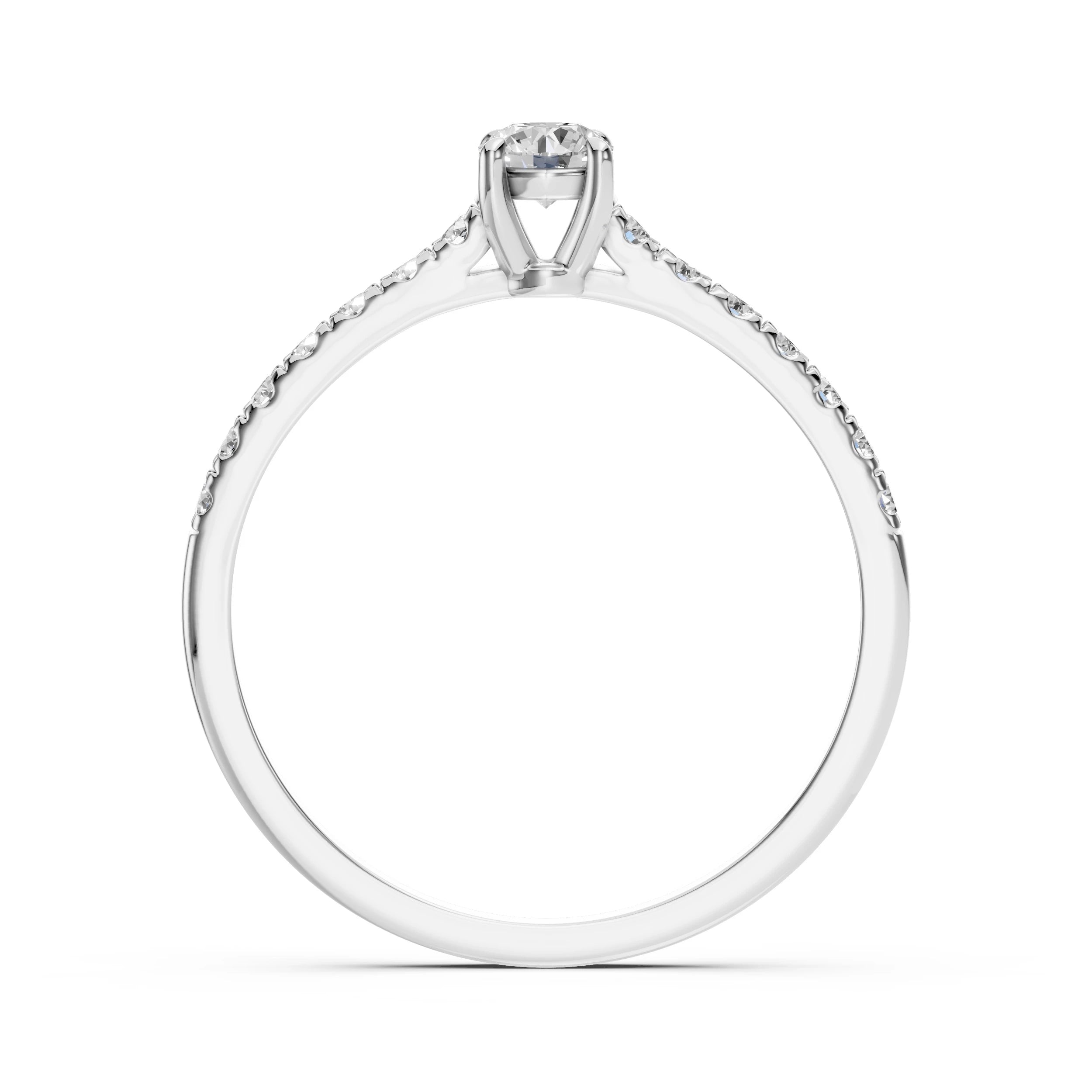 Inel de Logodnă din Aur cu Diamant Central și Diamante Laterale Rotunde 0.51 CT