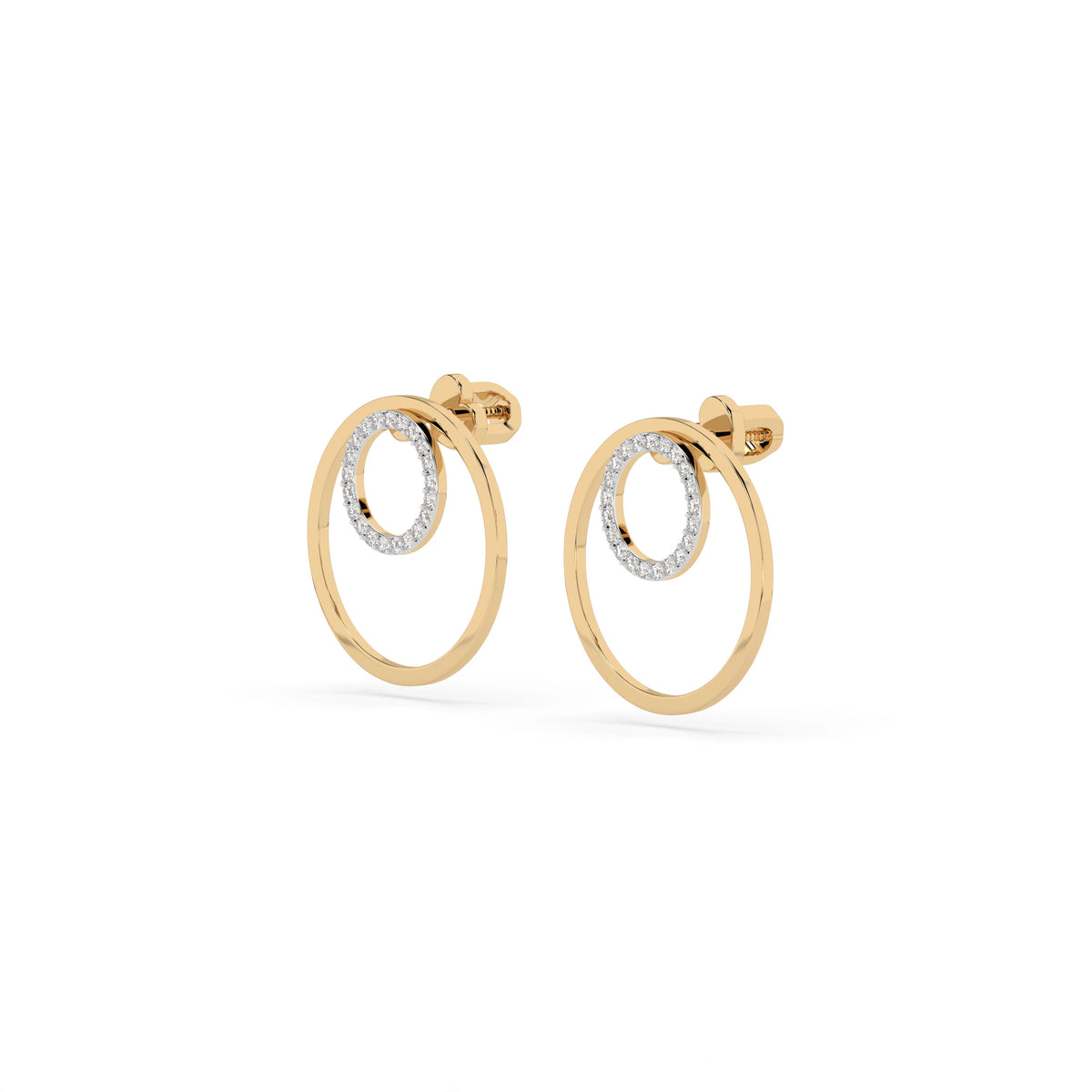 Cercei din Aur cu Diamante, Forma Rotund Briliant, 0,25 CT