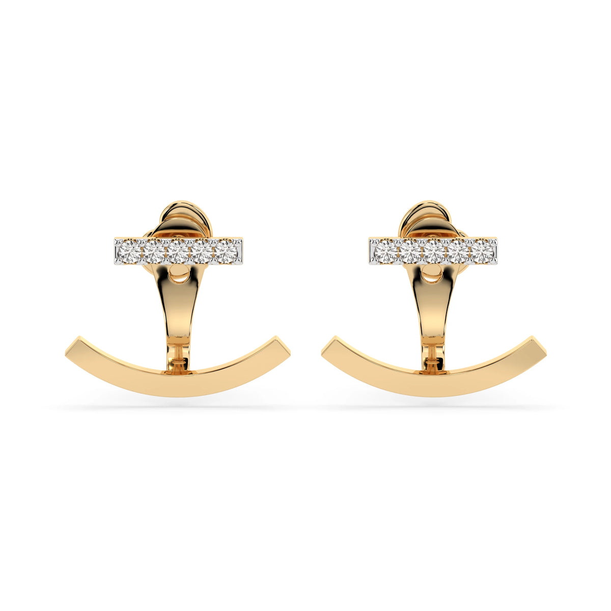 Cercei din Aur cu Diamante, Forma Rotund Briliant, 0,15 CT