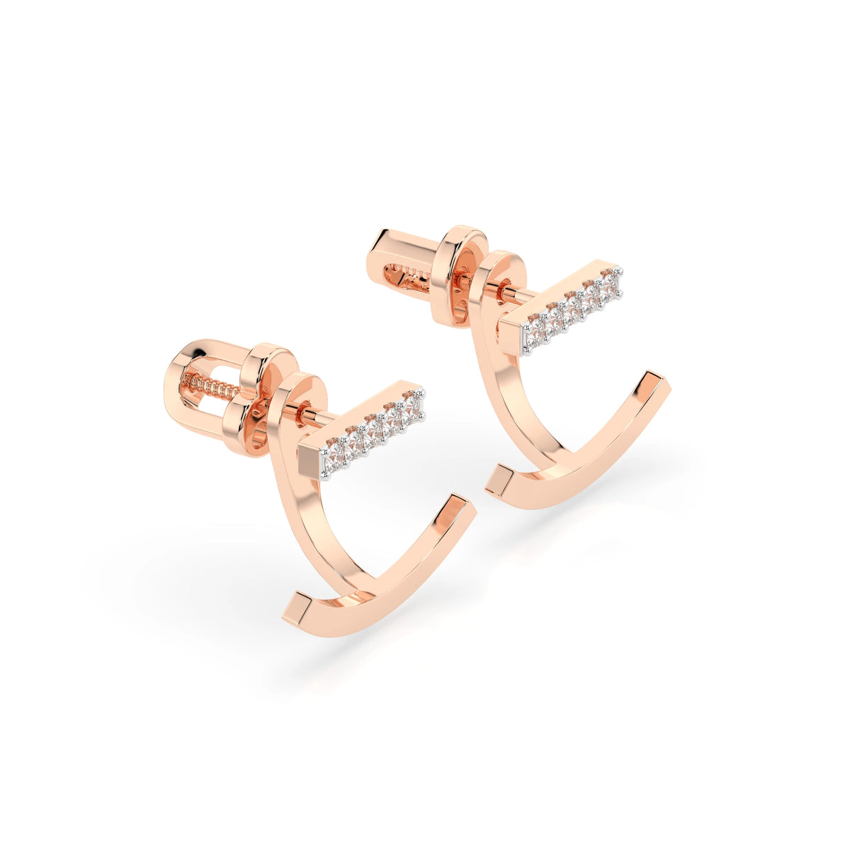 Cercei din Aur cu Diamante, Forma Rotund Briliant, 0,15 CT