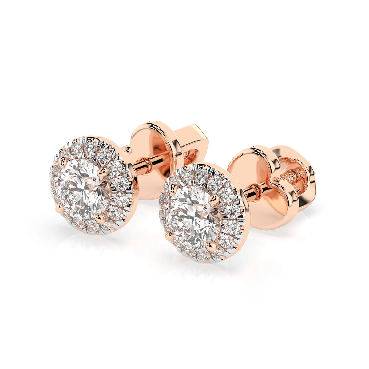 Cercei din Aur cu Diamante, Forma Rotund Briliant, 0,68 CT