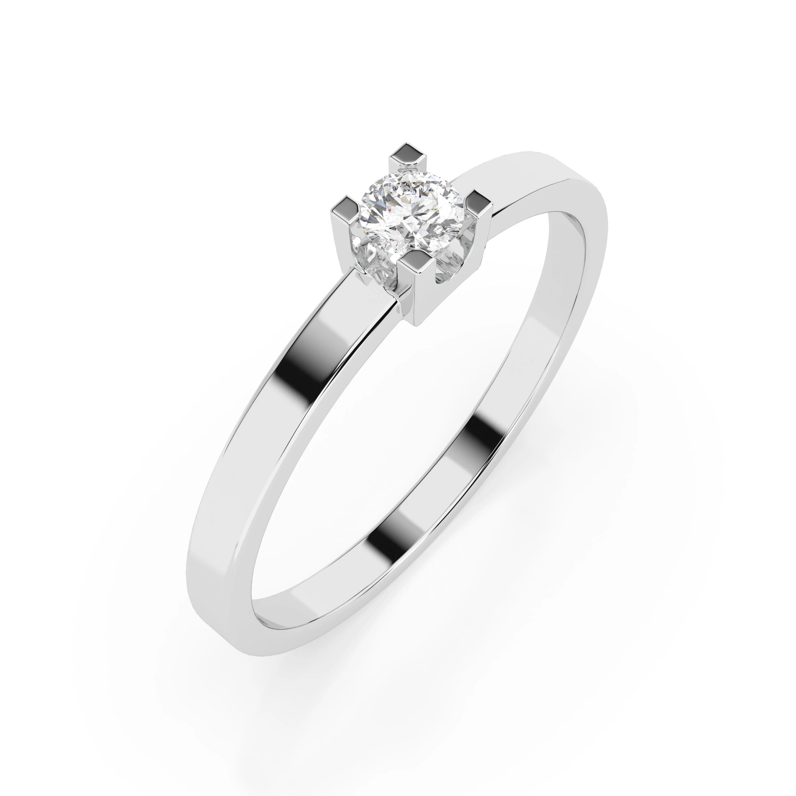 Inel de Logodnă Solitaire din Aur, Diamant Rotund Briliant 0.10 CT