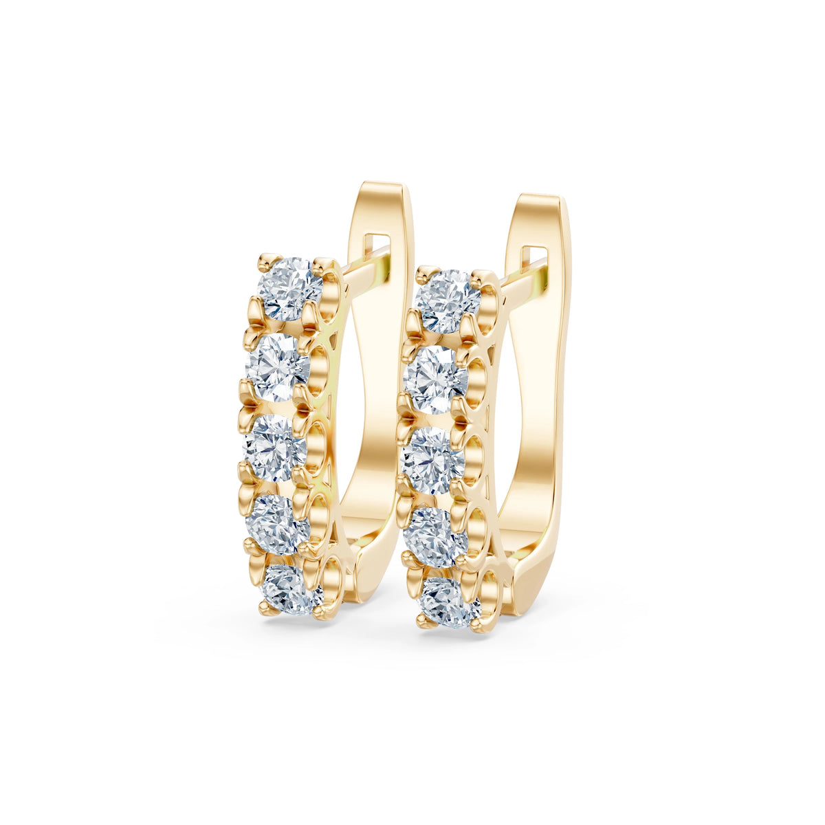 Cercei din Aur cu Diamante, Forma Rotund Briliant, 0,60 CT