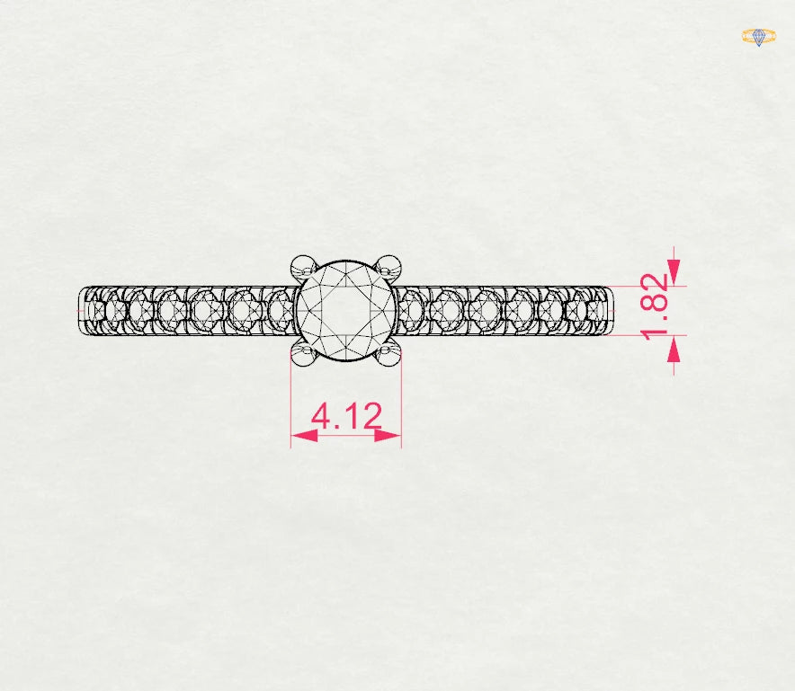 Inel de Logodnă din Aur cu Diamant Central și Diamante Laterale Rotunde 0.41 CT