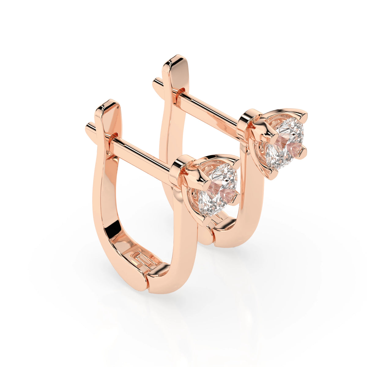 Cercei din Aur cu Diamante, Forma Rotund Briliant, 0,60 CT