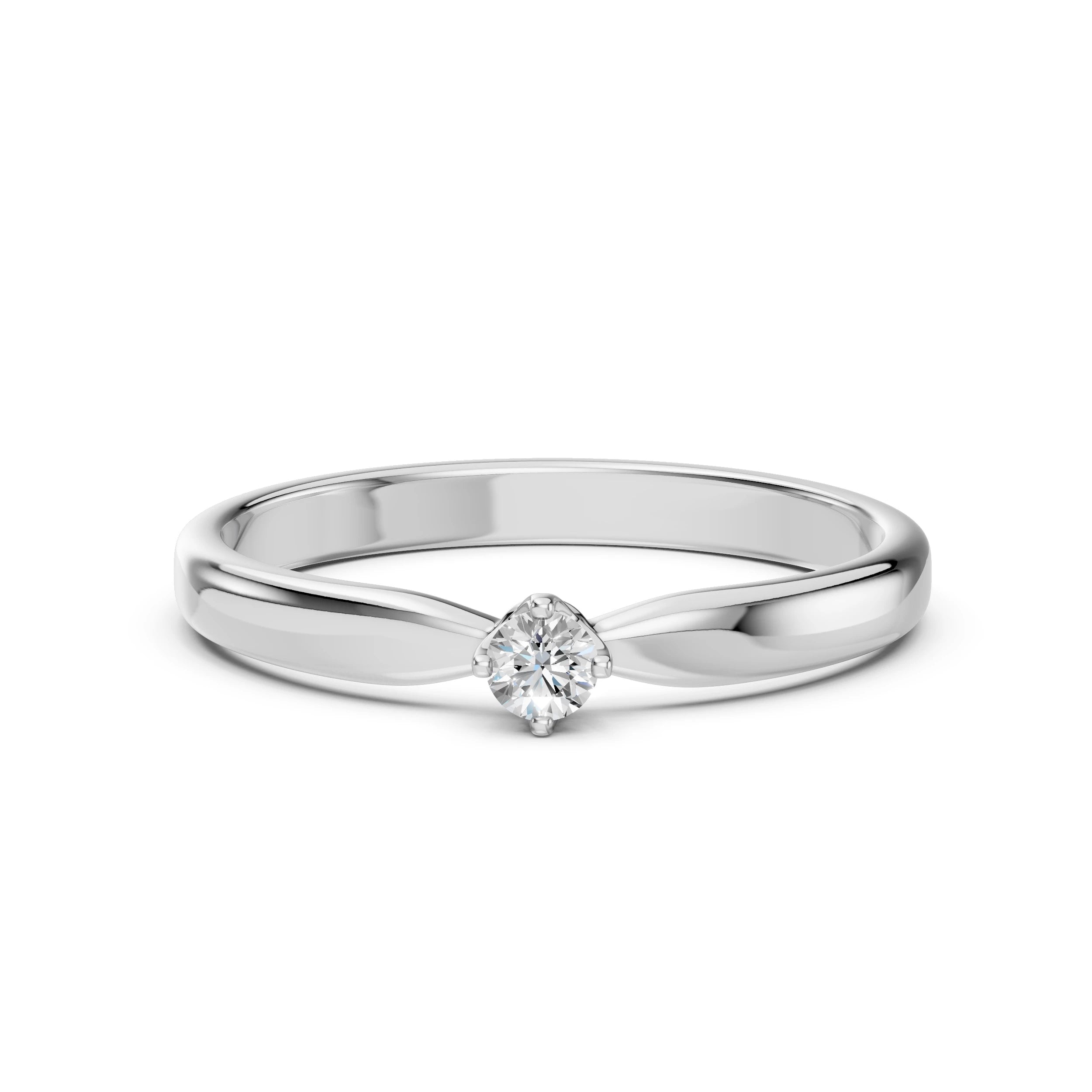 Inel de Logodnă Solitaire din Aur, Diamant Rotund Briliant 0.10 CT