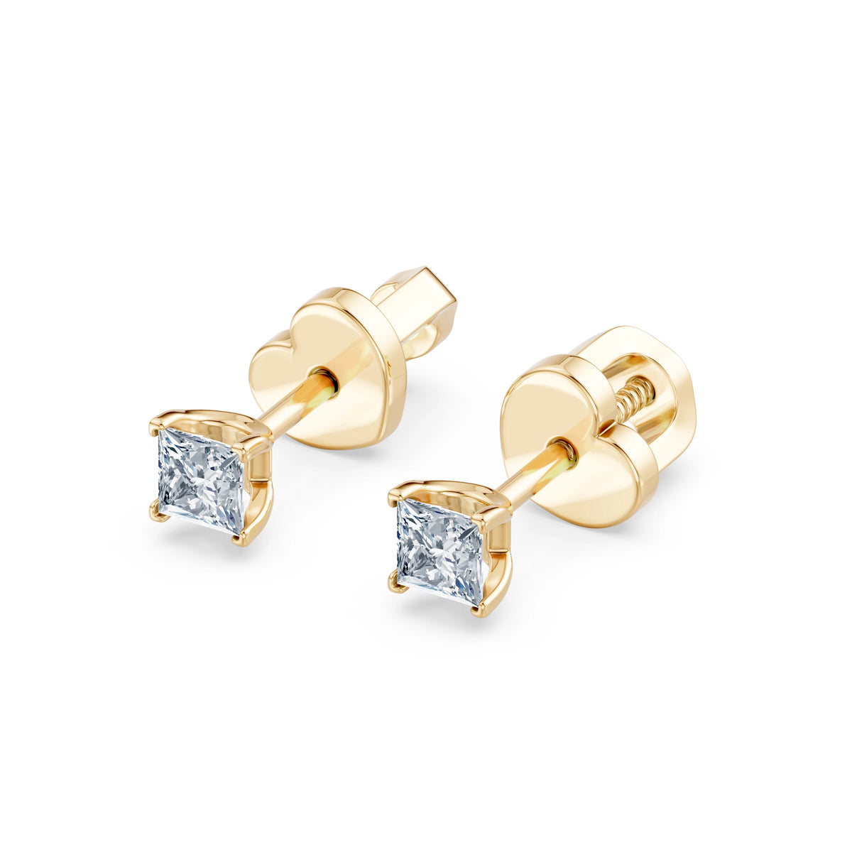 Cercei din Aur cu Diamante, Forma Princess, 0,34 CT