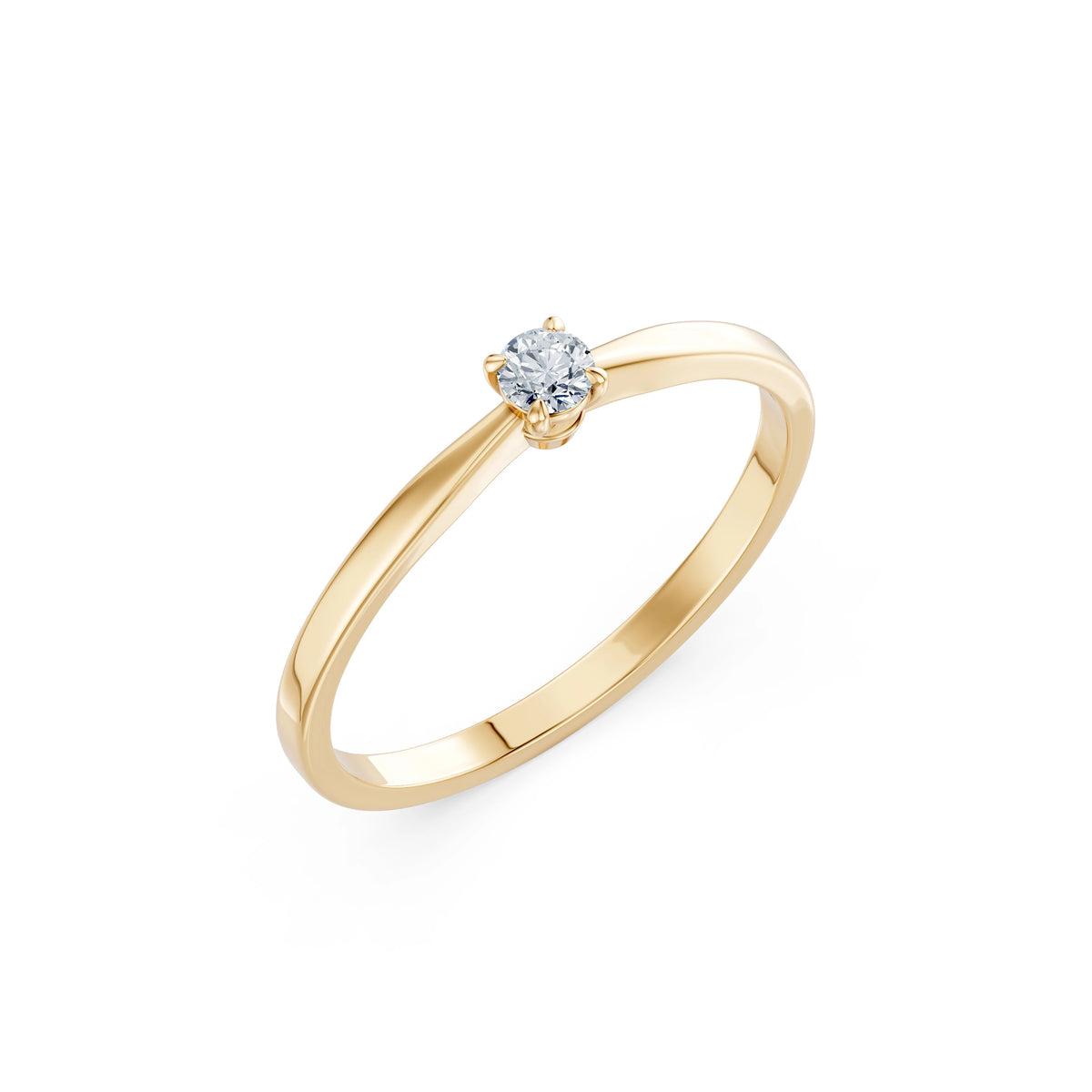 Inel de Logodnă Solitaire din Aur, Diamant Rotund Briliant 0,10 CT