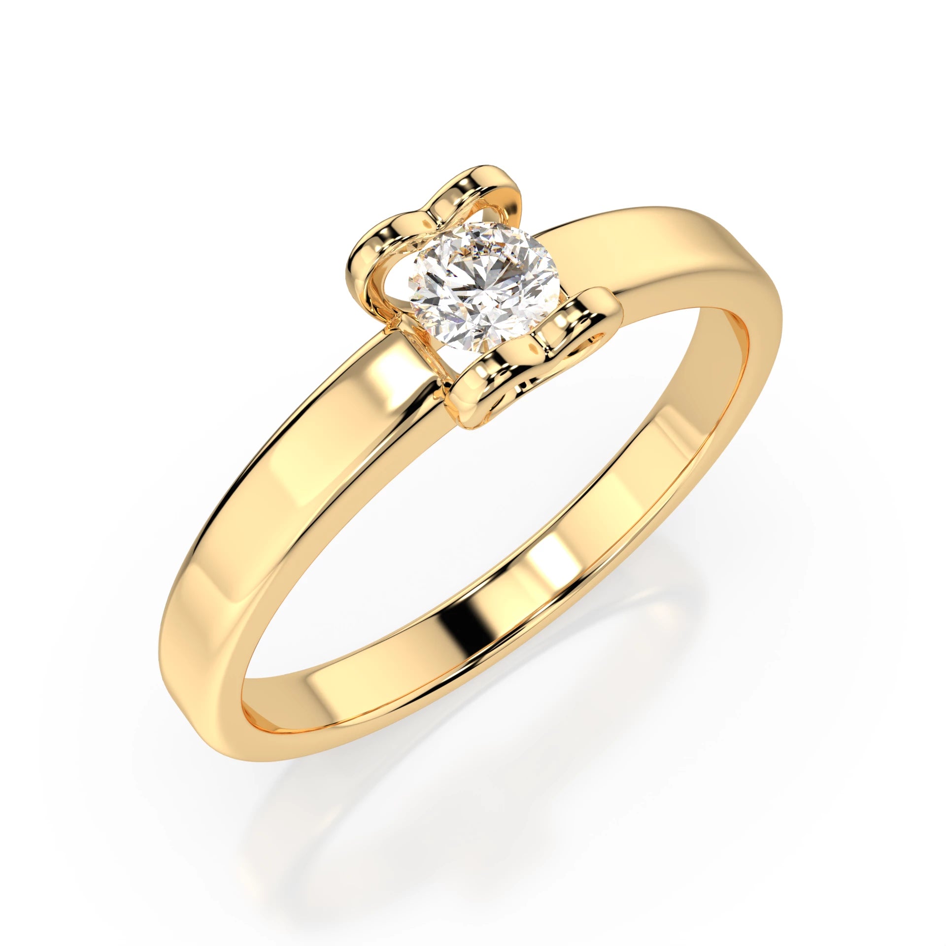 Inel de Logodnă Solitaire din Aur, Diamant Rotund Briliant 0.15 CT