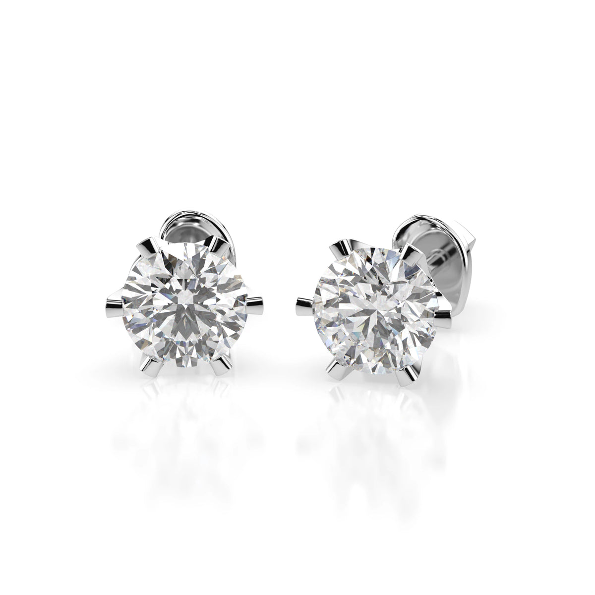 Cercei din Aur cu Diamante, Forma Rotund Briliant, 1,00 CT