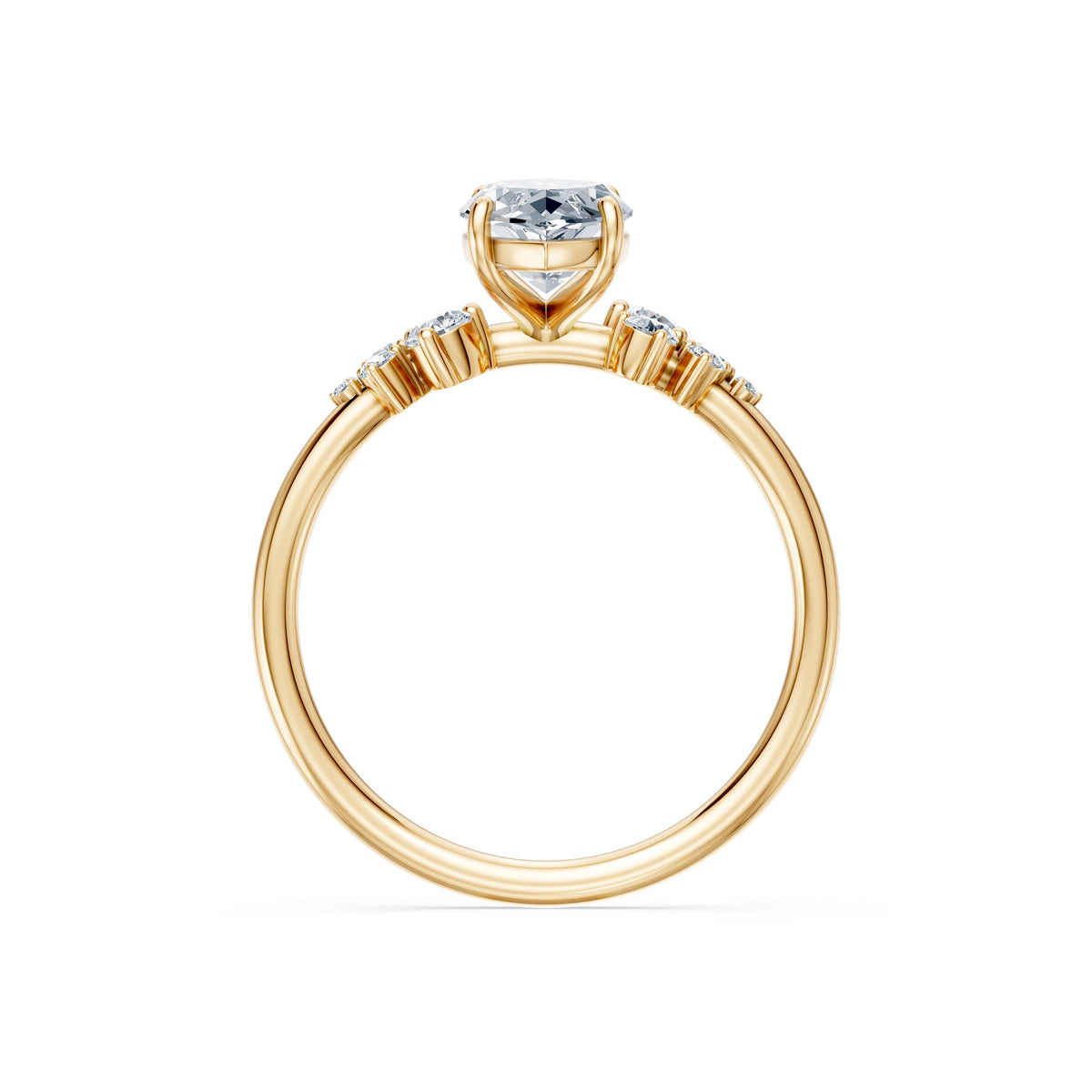 Inel de Logodnă din Aur cu Diamant Central Marquise și Diamante Laterale 1,75 CT