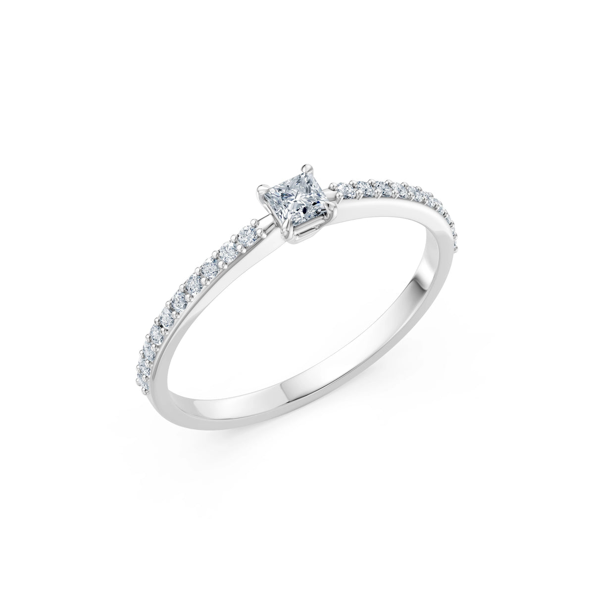 Inel de Logodnă Solitaire din Aur, Diamant Princess 0,17 CT
