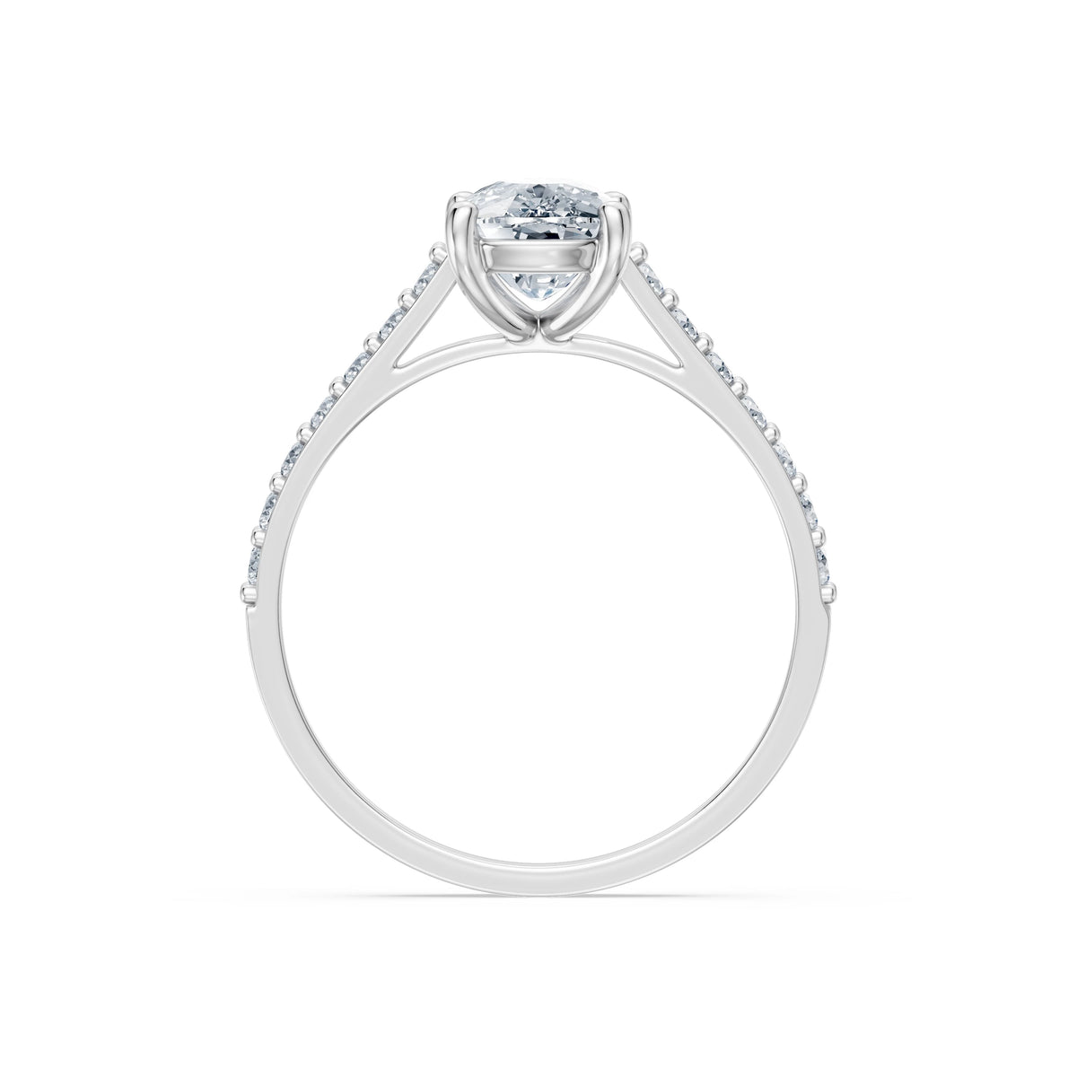 Inel de Logodnă din Aur cu Diamant Central Cushion și Diamante Laterale 1,78 CT