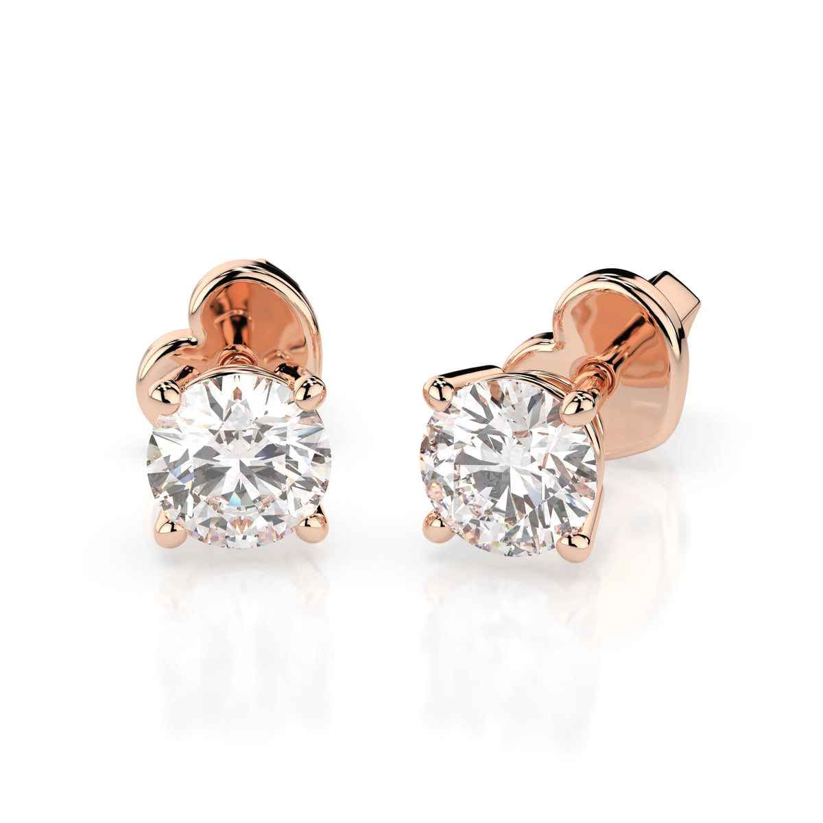 Cercei din Aur cu Diamante, Forma Rotund Briliant, 0,70 CT