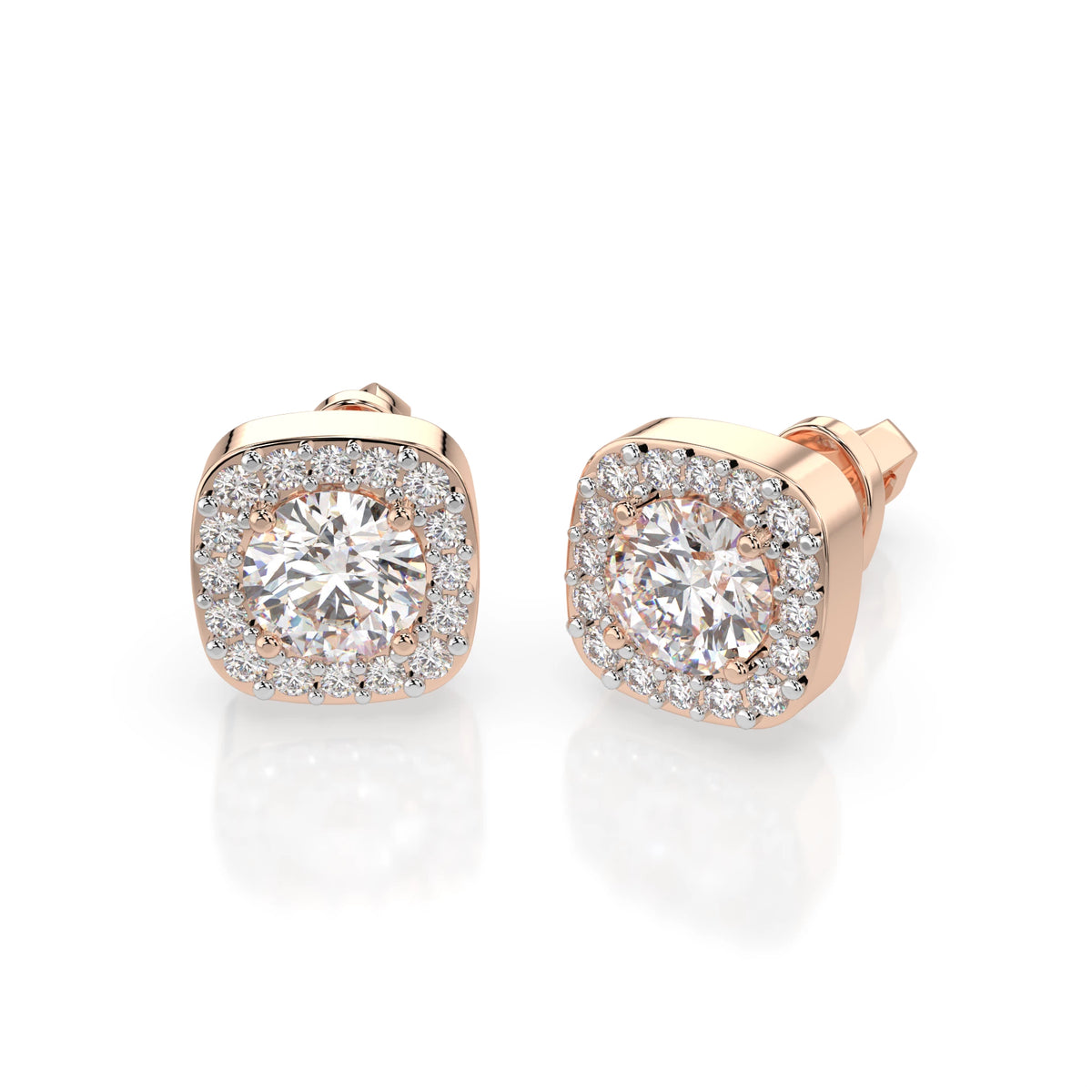 Cercei din Aur cu Diamante, Forma Rotund Briliant, 1,25 CT