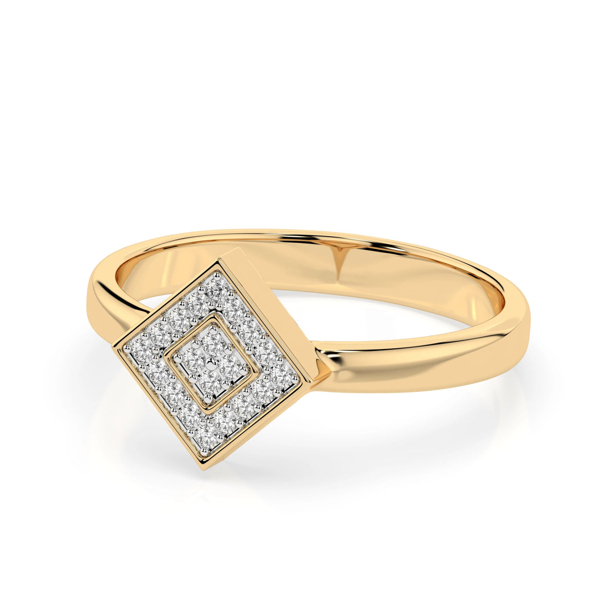 Inel din Aur cu Diamante, Forma Rotund Briliant, 0,12 CT