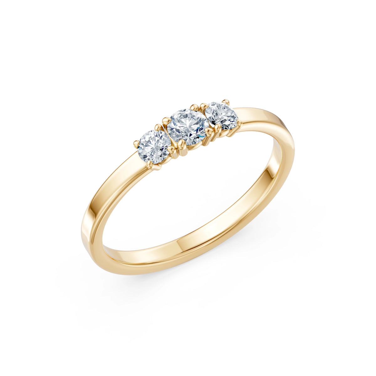 Inel de Logodnă din Aur cu Diamant Central Rotund Briliant și Diamante Laterale 0,33 CT