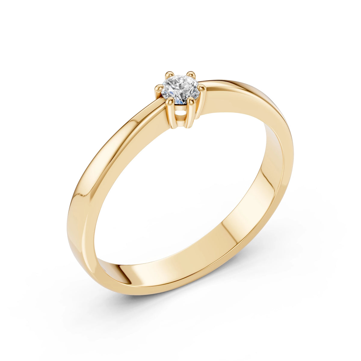Inel de Logodnă Solitaire din Aur, Diamant Rotund Briliant 0,10 CT