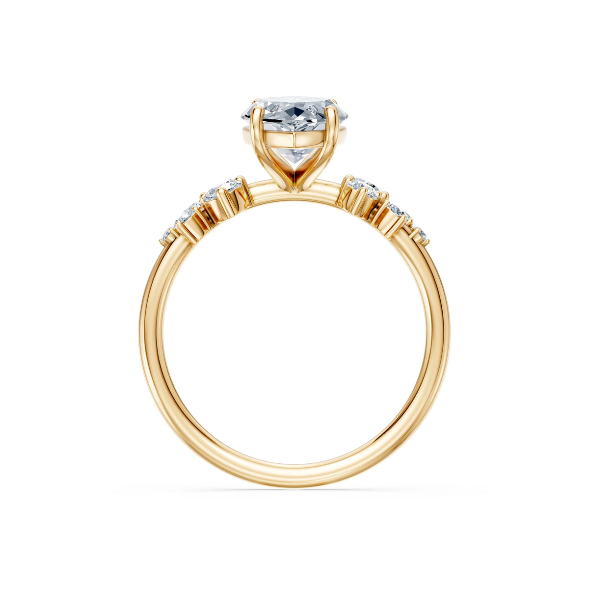 Inel de Logodnă din Aur cu Diamant Central Marquise și Diamante Laterale 2,36 CT